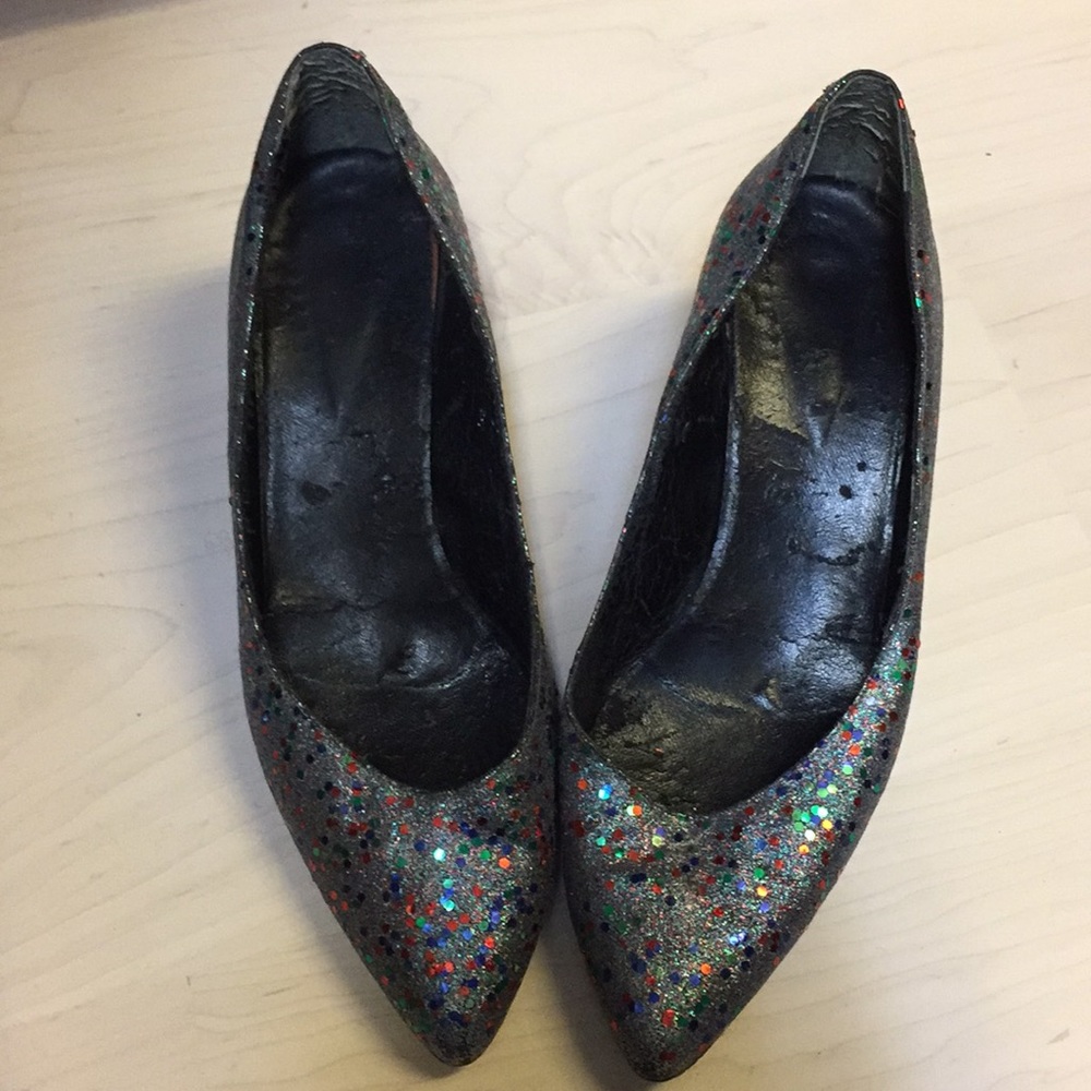Designer Italian pumps confetti metallic 38